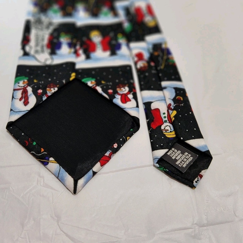 Hallmark‎ Snowman Necktie All Over Holiday Black / Multicolored - Picture 6 of 7